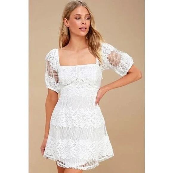 Free People Be Your Baby White Lace Babydoll Dress - Picture 3 of 13